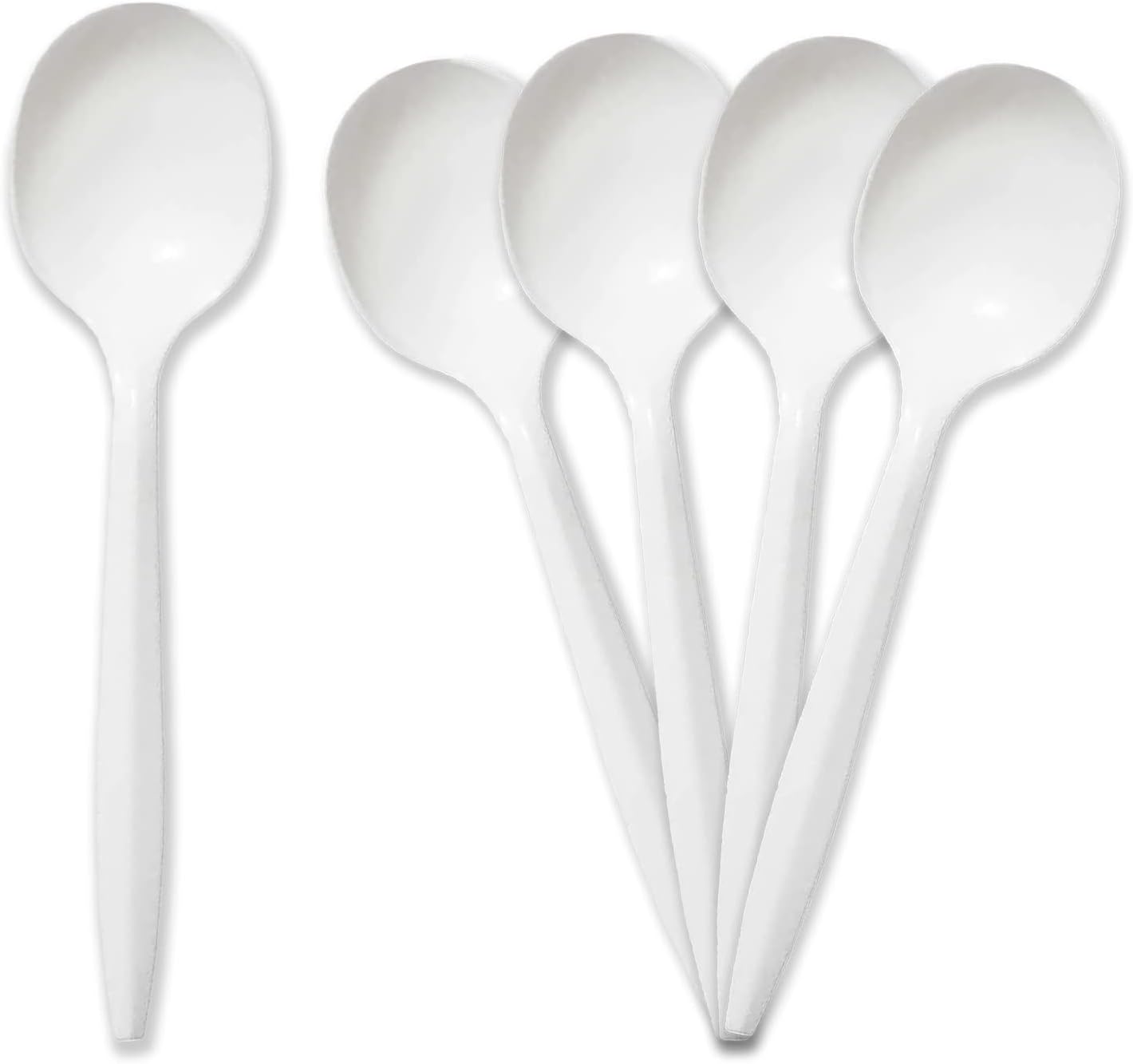 PAMI 400-Pack Medium-Weight Disposable Bulk Plastic Teaspoons for Parties  Weddings  Catering  Takeout & More (Soup Spoons White)