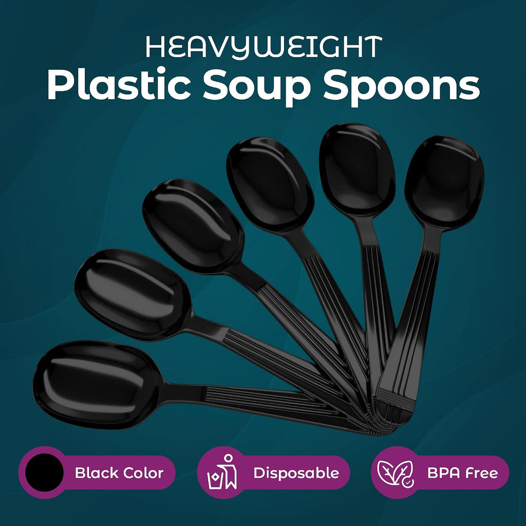 Plastic Spoons Heavy Duty - Soup Spoons - Disposable Spoons Utensils - Cutlery for Parties and Events Pack of 500