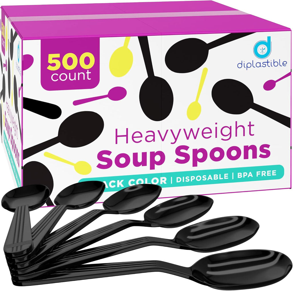Plastic Spoons Heavy Duty - Soup Spoons - Disposable Spoons Utensils - Cutlery for Parties and Events Pack of 500